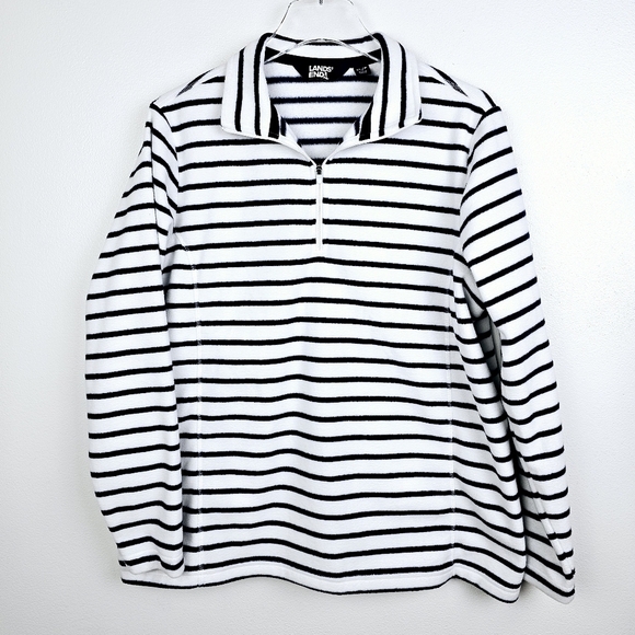 Lands' End Tops - Lands' End Navy Blue & White Striped Fleece